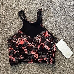 lululemon athletica Black and Pink Patterned Sports Bra